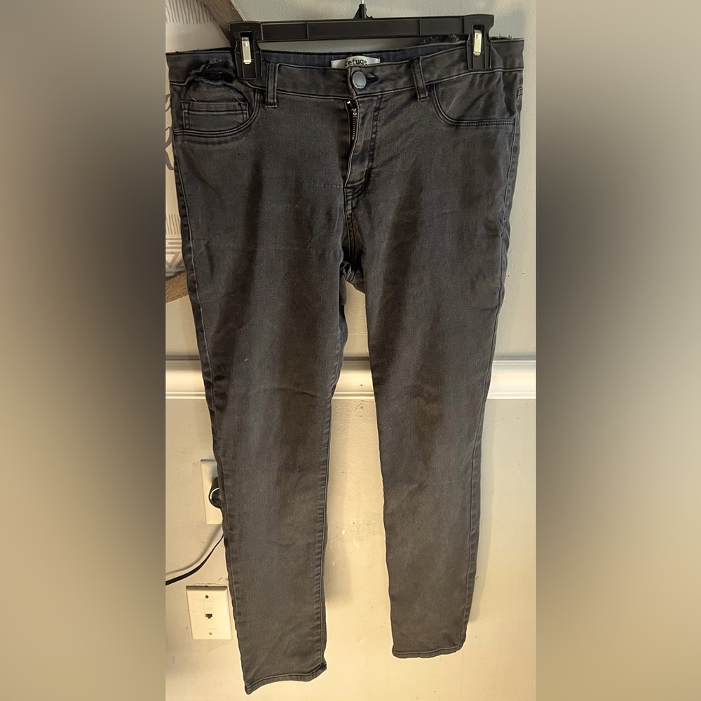 Black straight legged pants